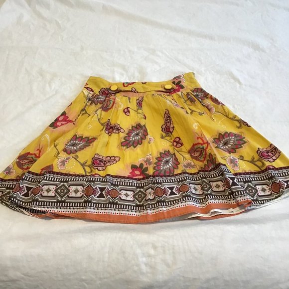 FOREVER 21 Boho Yellow Leaf Pattern Circle Skirt - Picture 7 of 8